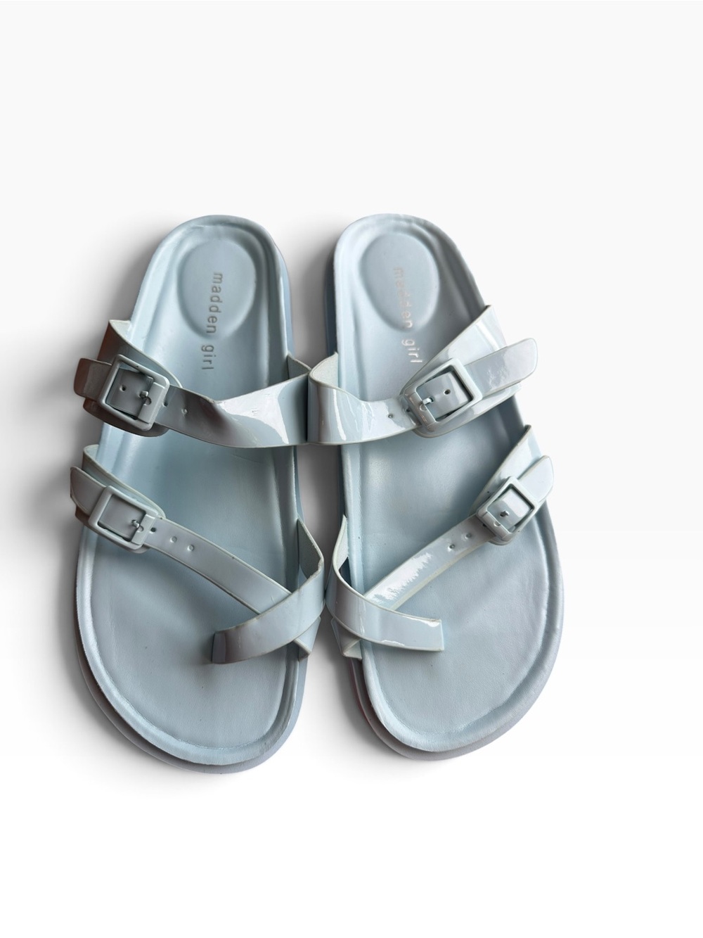 🧡 madden girl Light Blue Double-Buckle Slide Sandals 🧡